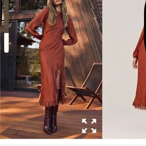 Astr The Label Rust Long Sleeve Lace Dress